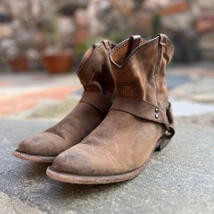 FRYE Brown Suede Western Cowboy Boots